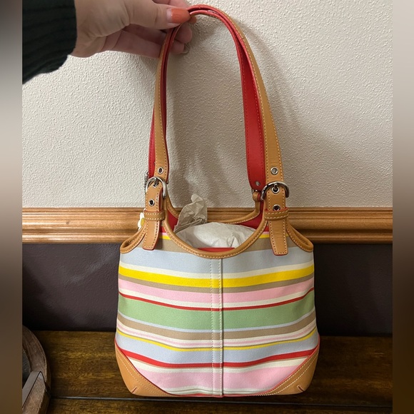 ✨ NWOT - Rare Vintage Coach Y2K Striped Hobo Bag | With Box & Dust Bag ✨ - Picture 8 of 14